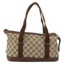 GUCCI GG Canvas Hand Bag Beige Gold 92734 Auth gh1128-13