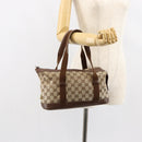 GUCCI GG Canvas Hand Bag Beige Gold 92734 Auth gh1128-22