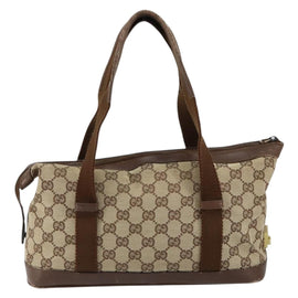 GUCCI GG Canvas Hand Bag Beige Gold 92734 Auth gh1128 - 0