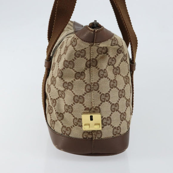 GUCCI GG Canvas Hand Bag Beige Gold 92734 Auth gh1128