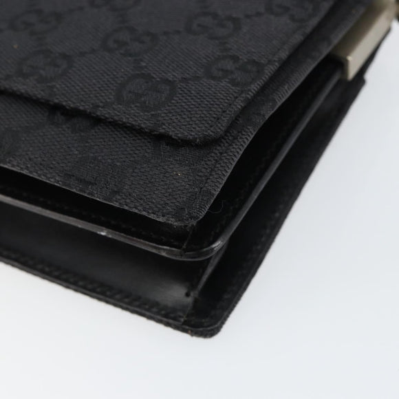 GUCCI GG Canvas Shoulder Bag Black Silver 001 3815 Auth gh1129