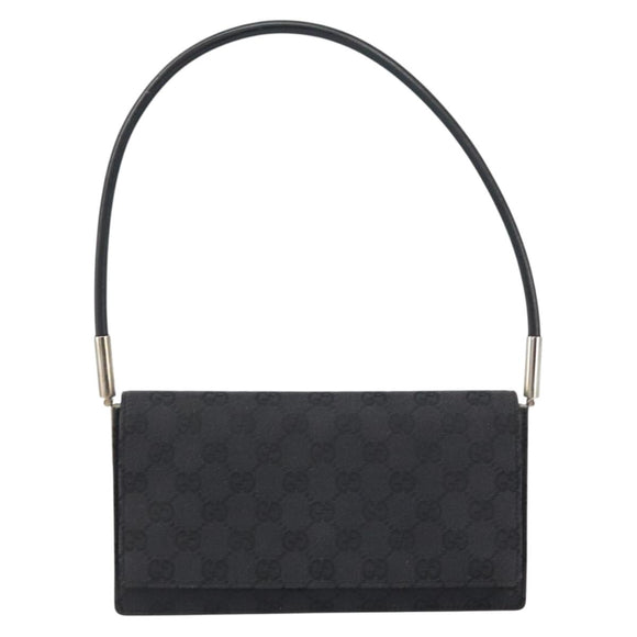 GUCCI GG Canvas Shoulder Bag Black Silver 001 3815 Auth gh1129
