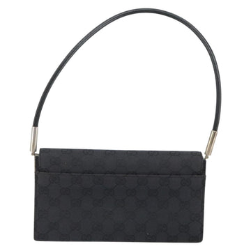 GUCCI GG Canvas Shoulder Bag Black Silver 001 3815 Auth gh1129 - 0
