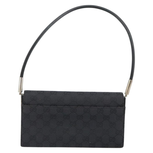 GUCCI GG Canvas Shoulder Bag Black Silver 001 3815 Auth gh1129
