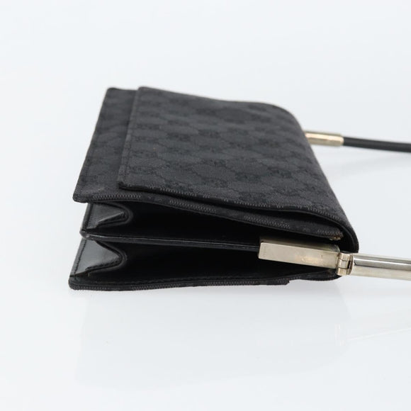 GUCCI GG Canvas Shoulder Bag Black Silver 001 3815 Auth gh1129