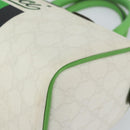 GUCCI GG Supreme Sherry Line Boston Bag PVC White Gold Green 190257 Auth gh1133-9