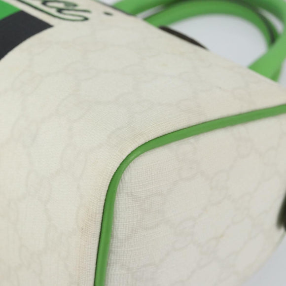 GUCCI GG Supreme Sherry Line Boston Bag PVC White Gold Green 190257 Auth gh1133