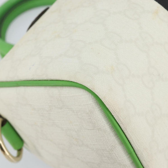GUCCI GG Supreme Sherry Line Boston Bag PVC White Gold Green 190257 Auth gh1133