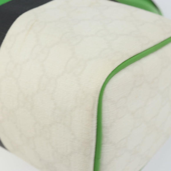 GUCCI GG Supreme Sherry Line Boston Bag PVC White Gold Green 190257 Auth gh1133