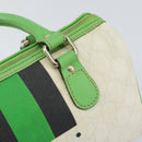 GUCCI GG Supreme Sherry Line Boston Bag PVC White Gold Green 190257 Auth gh1133-10