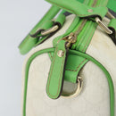 GUCCI GG Supreme Sherry Line Boston Bag PVC White Gold Green 190257 Auth gh1133-17