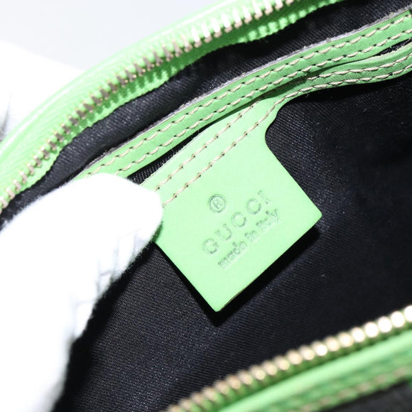 GUCCI GG Supreme Sherry Line Boston Bag PVC White Gold Green 190257 Auth gh1133