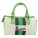 GUCCI GG Supreme Sherry Line Boston Bag PVC White Gold Green 190257 Auth gh1133-13