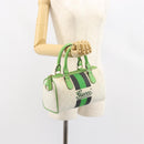 GUCCI GG Supreme Sherry Line Boston Bag PVC White Gold Green 190257 Auth gh1133-22