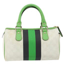 GUCCI GG Supreme Sherry Line Boston Bag PVC White Gold Green 190257 Auth gh1133-2