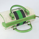 GUCCI GG Supreme Sherry Line Boston Bag PVC White Gold Green 190257 Auth gh1133-6