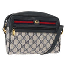 GUCCI GG Supreme Sherry Line Shoulder Bag PVC Navy Gold 119 02 087 Auth gh1136-1