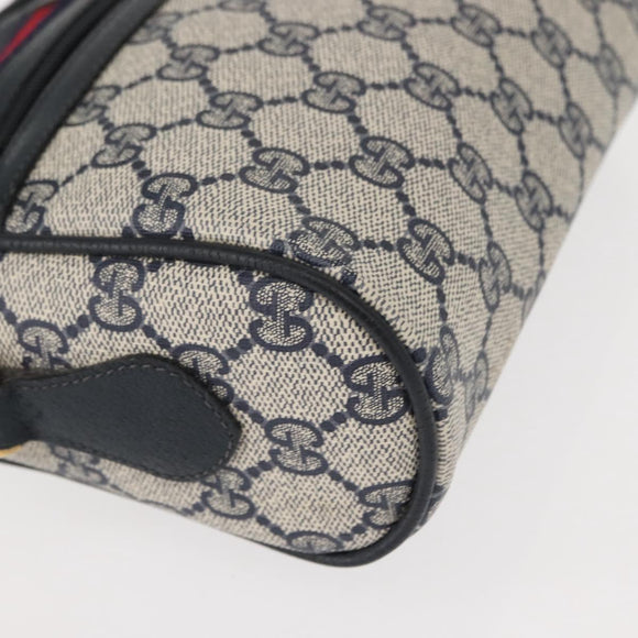 GUCCI GG Supreme Sherry Line Shoulder Bag PVC Navy Gold 119 02 087 Auth gh1136