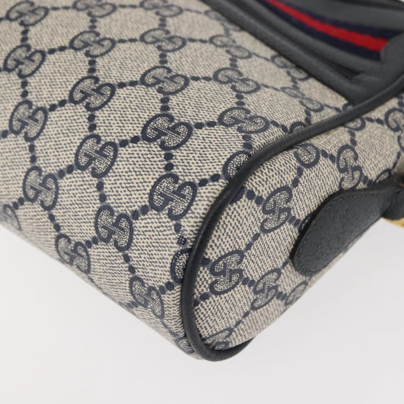 GUCCI GG Supreme Sherry Line Shoulder Bag PVC Navy Gold 119 02 087 Auth gh1136