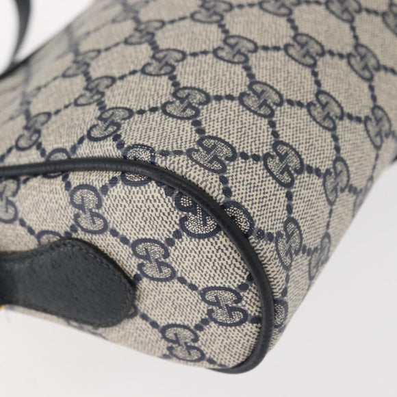 GUCCI GG Supreme Sherry Line Shoulder Bag PVC Navy Gold 119 02 087 Auth gh1136