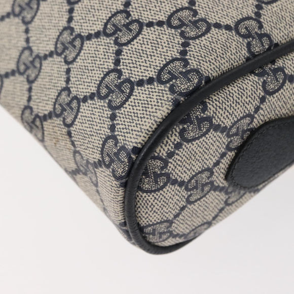 GUCCI GG Supreme Sherry Line Shoulder Bag PVC Navy Gold 119 02 087 Auth gh1136