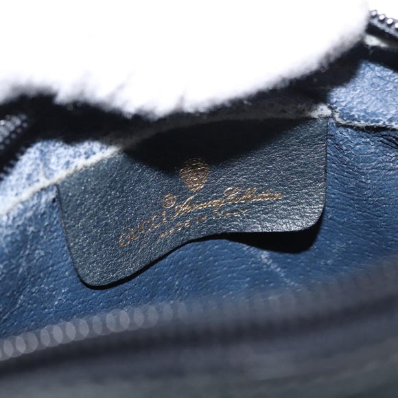 GUCCI GG Supreme Sherry Line Shoulder Bag PVC Navy Gold 119 02 087 Auth gh1136