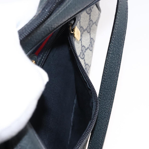 GUCCI GG Supreme Sherry Line Shoulder Bag PVC Navy Gold 119 02 087 Auth gh1136