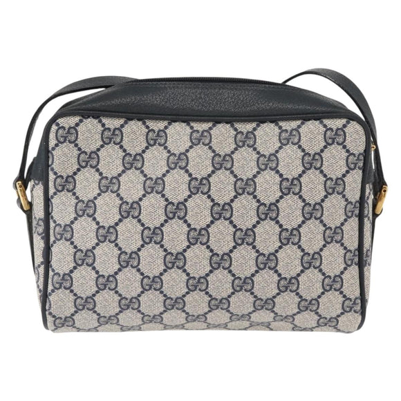 GUCCI GG Supreme Sherry Line Shoulder Bag PVC Navy Gold 119 02 087 Auth gh1136