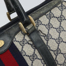 GUCCI GG Supreme Sherry Line Hand Bag PVC Navy Gold 012 3842 58 Auth gh1137-9