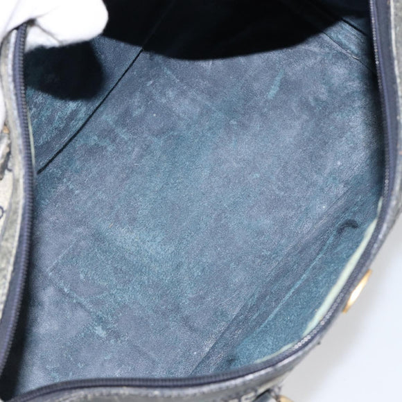 GUCCI GG Supreme Sherry Line Hand Bag PVC Navy Gold 012 3842 58 Auth gh1137