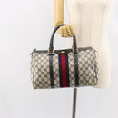 GUCCI GG Supreme Sherry Line Hand Bag PVC Navy Gold 012 3842 58 Auth gh1137-23