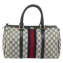 GUCCI GG Supreme Sherry Line Hand Bag PVC Navy Gold 012 3842 58 Auth gh1137-13