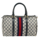 GUCCI GG Supreme Sherry Line Hand Bag PVC Navy Gold 012 3842 58 Auth gh1137-2