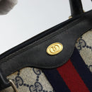 GUCCI GG Supreme Sherry Line Hand Bag PVC Navy Gold 010 378 Auth gh1138-14
