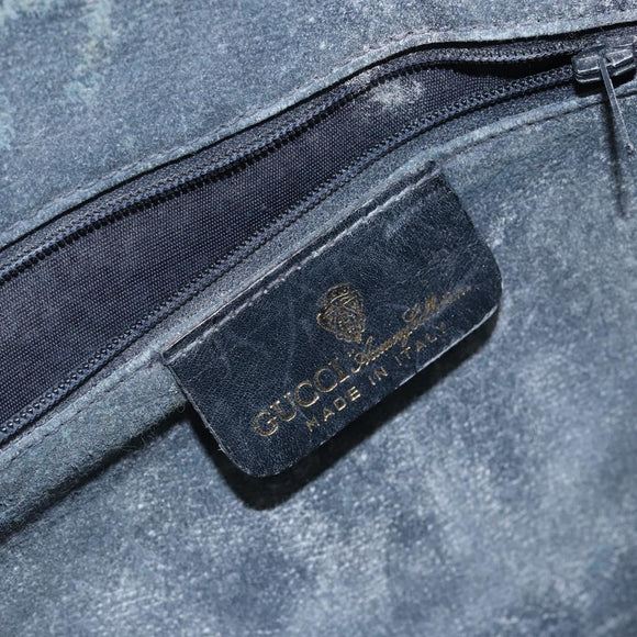 GUCCI GG Supreme Sherry Line Hand Bag PVC Navy Gold 010 378 Auth gh1138