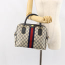 GUCCI GG Supreme Sherry Line Hand Bag PVC Navy Gold 010 378 Auth gh1138-22