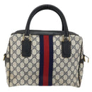 GUCCI GG Supreme Sherry Line Hand Bag PVC Navy Gold 010 378 Auth gh1138-3