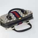 GUCCI GG Supreme Sherry Line Hand Bag PVC Navy Gold 010 378 Auth gh1138-6