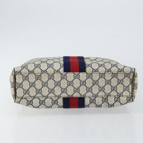 GUCCI GG Supreme Sherry Line Hand Bag PVC Navy Gold 010 378 Auth gh1138