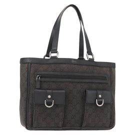 GUCCI GG Canvas Abbey Tote Bag Outlet Black Silver 268639 Auth gh1141