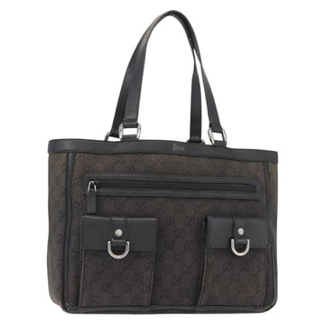 GUCCI GG Canvas Abbey Tote Bag Outlet Black Silver 268639 Auth gh1141