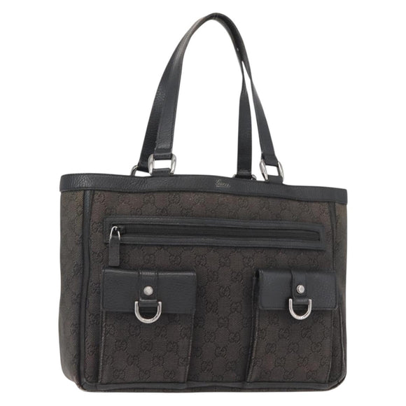 GUCCI GG Canvas Abbey Tote Bag Outlet Black Silver 268639 Auth gh1141