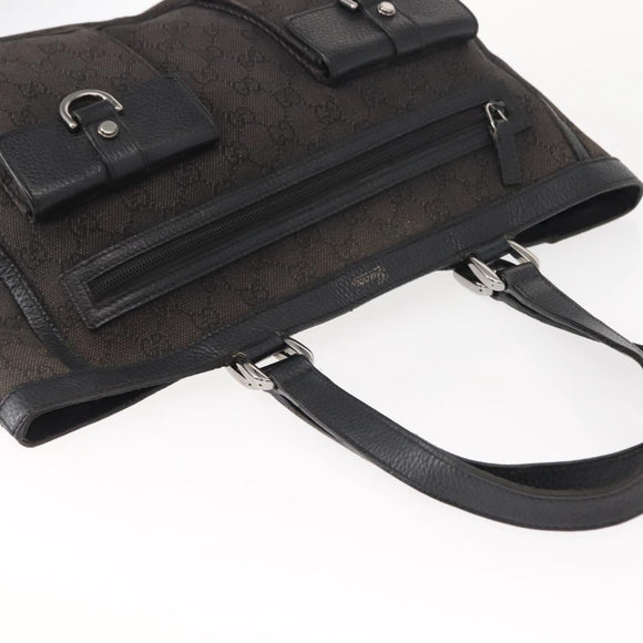 GUCCI GG Canvas Abbey Tote Bag Outlet Black Silver 268639 Auth gh1141