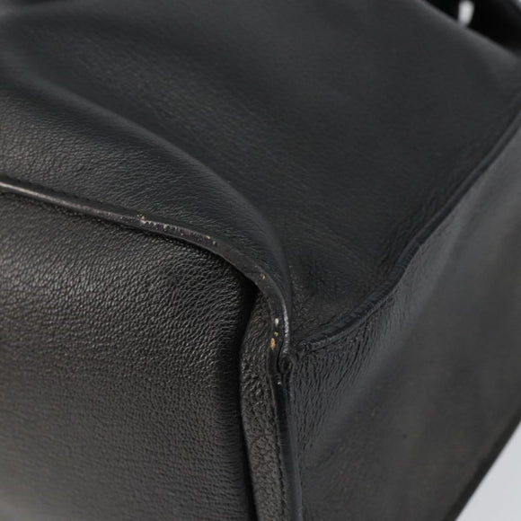 GUCCI Shoulder Bag Leather Black Gold Auth gh1143