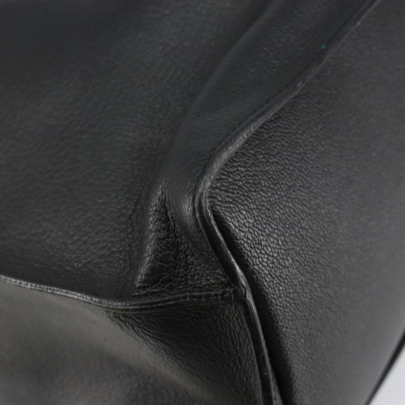 GUCCI Shoulder Bag Leather Black Gold Auth gh1143