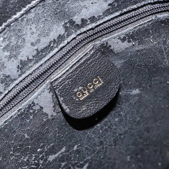 GUCCI Shoulder Bag Leather Black Gold Auth gh1143