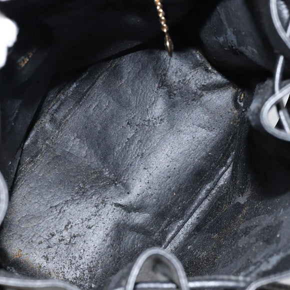 GUCCI Shoulder Bag Leather Black Gold Auth gh1143