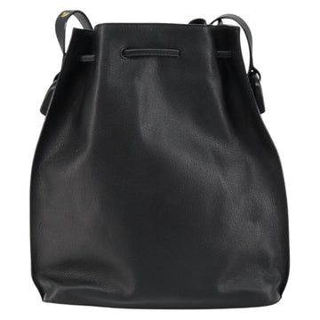 GUCCI Shoulder Bag Leather Black Gold Auth gh1143 - 0