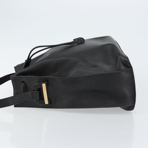 GUCCI Shoulder Bag Leather Black Gold Auth gh1143