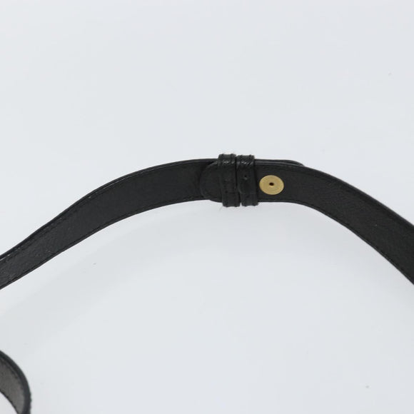 GUCCI Shoulder Bag Leather Black Gold Auth gh1143